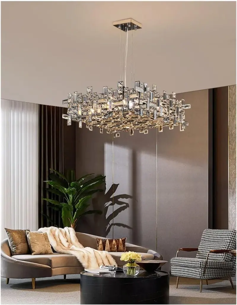 Previzualizare 4: Candelabru Cristal NEXORA Eleganza, 10xE14, Diametru 50cm, Auriu Lucios, Inaltime Reglabila, Design Elegant