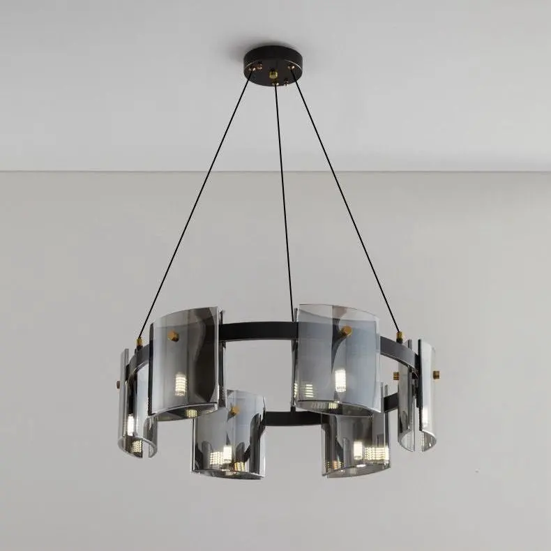 Candelabru Modern, Valmontreux Largo, 6xG9, Diametru 60cm, Negru, Inaltime Reglabila