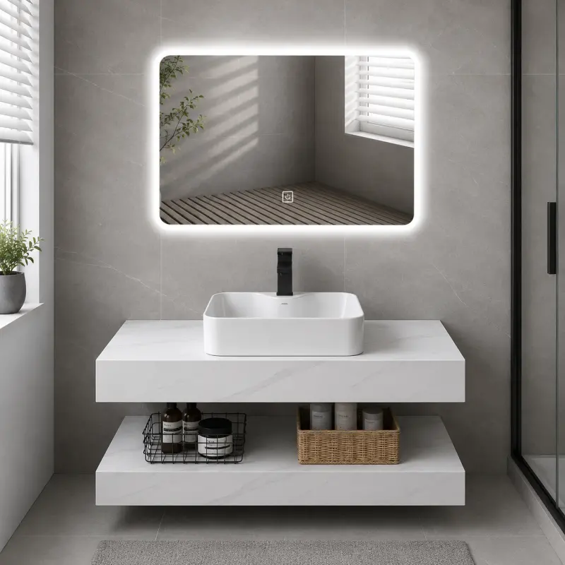 Previzualizare 2: Set Mobilier AURO pentru Baie, 60cm, 3 Piese, Alb