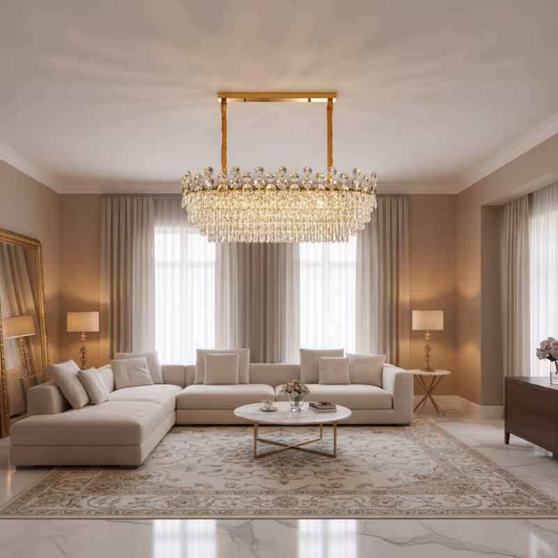 Previzualizare 2: Candelabru Cristal ACE Supremo 10xE14, Dimensiuni 95x35cm , Inaltime 40cm, Auriu Lucios, Inaltime Reglabila, Design Elegant