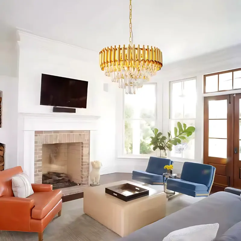 Previzualizare 4: Candelabru Cristal VERSAILLES Eleganza 8x E14, Diametru 50cm, Auriu, Inaltime Reglabila