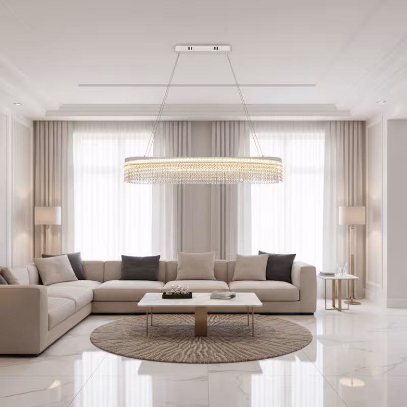 Previzualizare 2: Candelabru Cristal VOLNA Supremo, 162W, 100x30cm, Lumina Calda/Neutra/Rece, Alb, Metal si Cristal