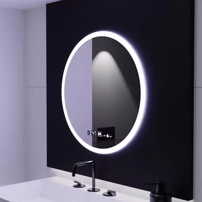Oglinda LED Rotunda GIULIA, 70cm, senzor MotionGlow, Sistem Dezaburire, Ceas & Termometru, Dimabila, Marcello Funghi