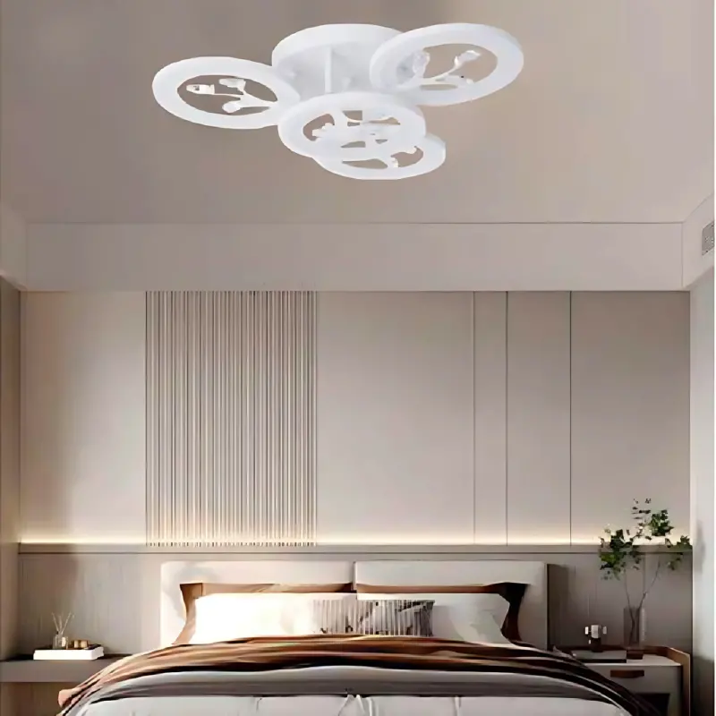 Previzualizare 4: Lustra LED cu telecomanda si cristal DAISY 53W, 4 Elemente, lumina Rece/Calda/Neutra, Dimabila, Alb