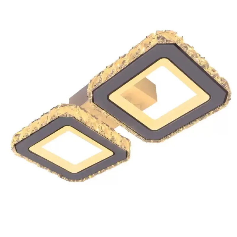 Previzualizare 4: Lustra LED cu telecomanda si cristal QUADRIS 41W, 2 Patrate, lumina Rece/Calda/Neutra, Dimabila, Alb