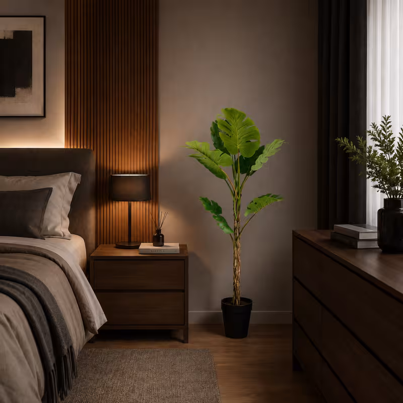 Previzualizare 2: Planta Artificiala Tip Monstera Deliciosa, 8 frunze, 140 cm, Verde