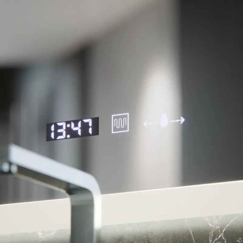 Previzualizare 2: Oglinda LED Ovala, 80x50cm, Altera Senzor MotionGlow Marcello, Sistem Dezaburire, Ceas & Termometru, Dimabila