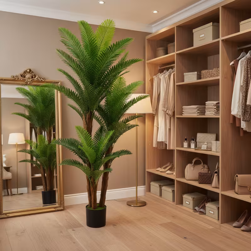 Previzualizare 3: Planta Artificiala Copac Tip Palmier, 3 Brate, 190 cm, Verde, cu Ghiveci