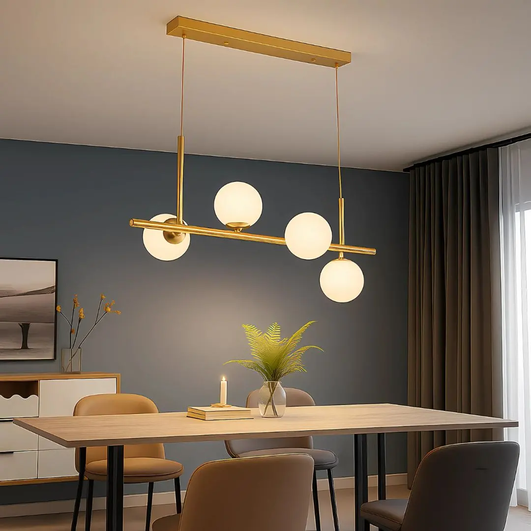 Lustra cu bec moderna LOFT Pavilion, 4x G9, Auriu, Metal, Inaltime Reglabila