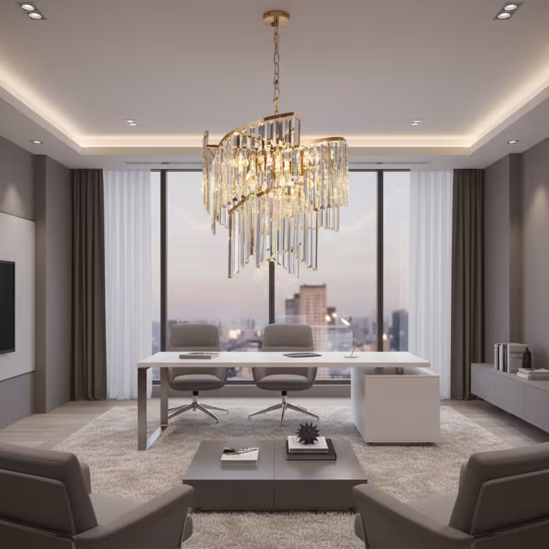 Previzualizare 2: Candelabru Cristal TWEEZE Eleganza, Φ50cm, 9xE14, Auriu, Metal si Cristal