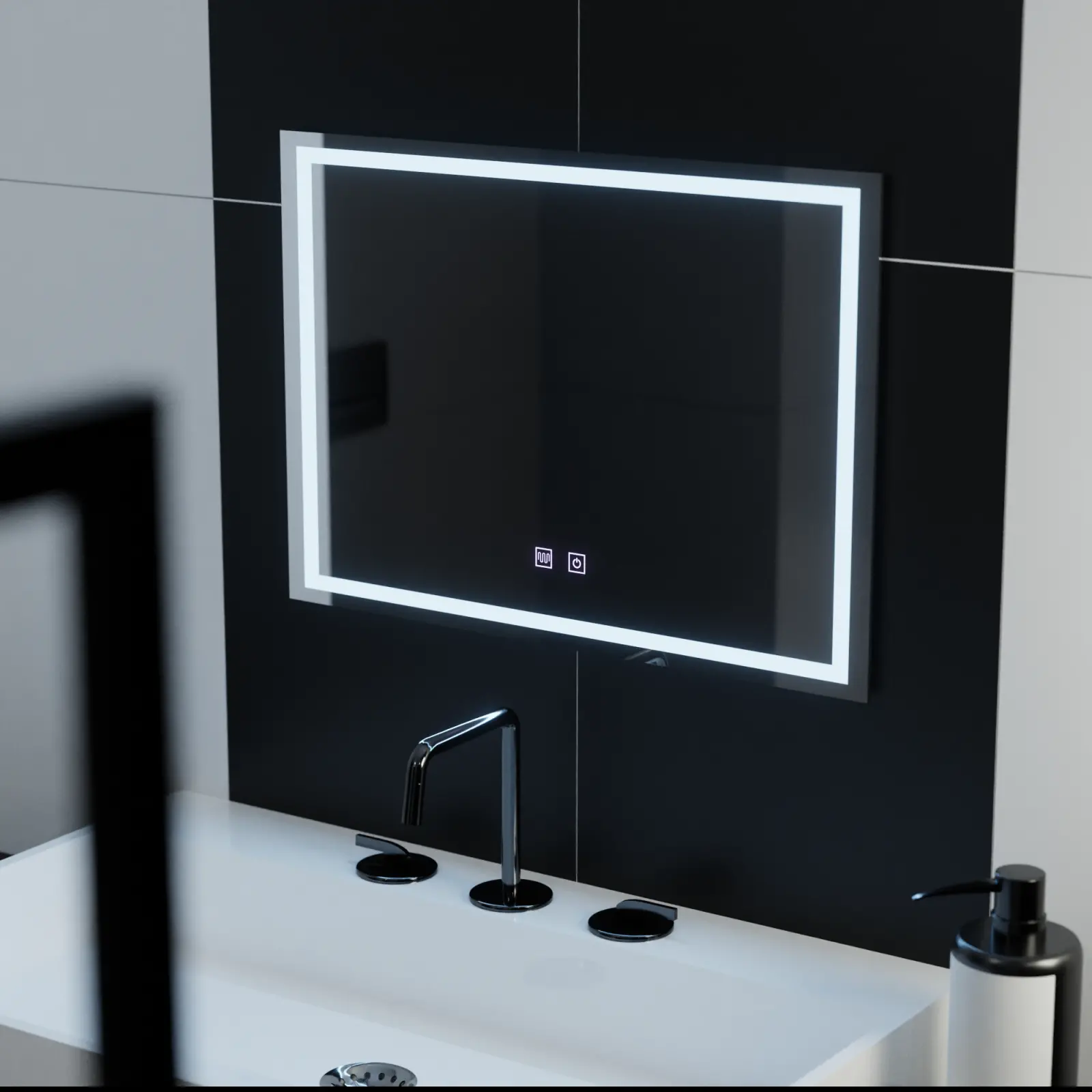 Oglinda LED Rectangulara, 70x50cm, RADIANTE Touch , Sistem Dezaburire, Dimabila