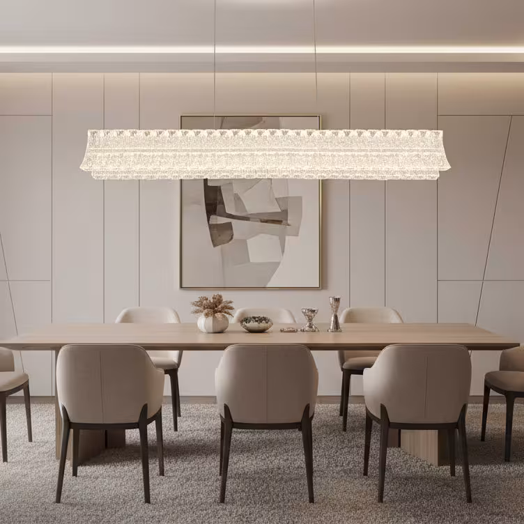 Previzualizare 2: Lustra LED cu Telecomanda, Suspendata TAMY 160W, Liniara, lumina Rece/Calda/Neutra, Auriu, Inaltime Reglabila