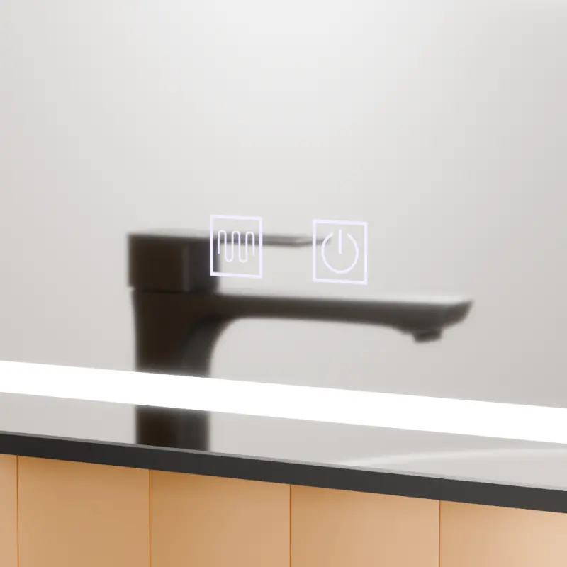 Previzualizare 4: Oglinda LED Rectangulara, 45x60cm, EDGE Touch, Sistem Dezaburire, Rama Neagra