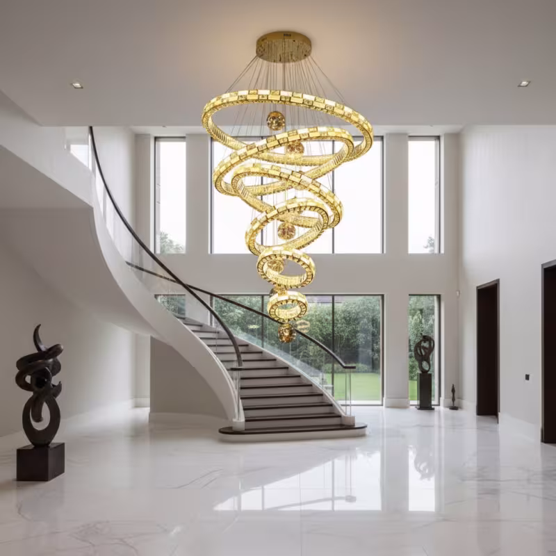 Previzualizare 2: Candelabru Cristal cu Telecomanda RONDOS Supremo, 120x350cm, Lumina Calda/Neutra/Rece, Auriu, Metal si Cristal