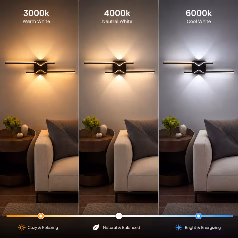 Previzualizare 4: Aplica LED Decorativa FENG, 19W, 60cm, Lumina Calda / Neutra/ Rece, Negru, Metal si Acril