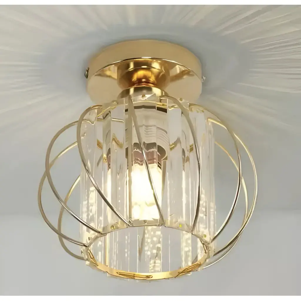 Lustra Monica, 1XE27, Auriu, D 16cm, Metal si Cristal