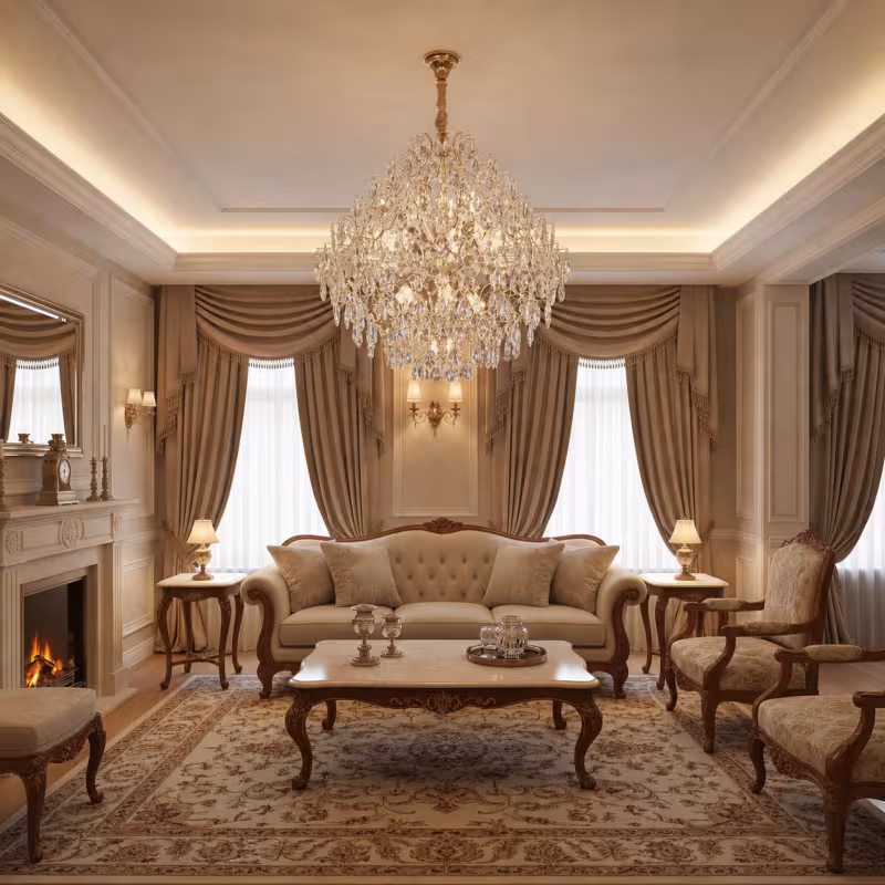 Previzualizare 3: Candelabru Cristal KONIG Regalis, 11xE14, D60 cm, Auriu, Inaltime Reglabila, Metal si Cristal