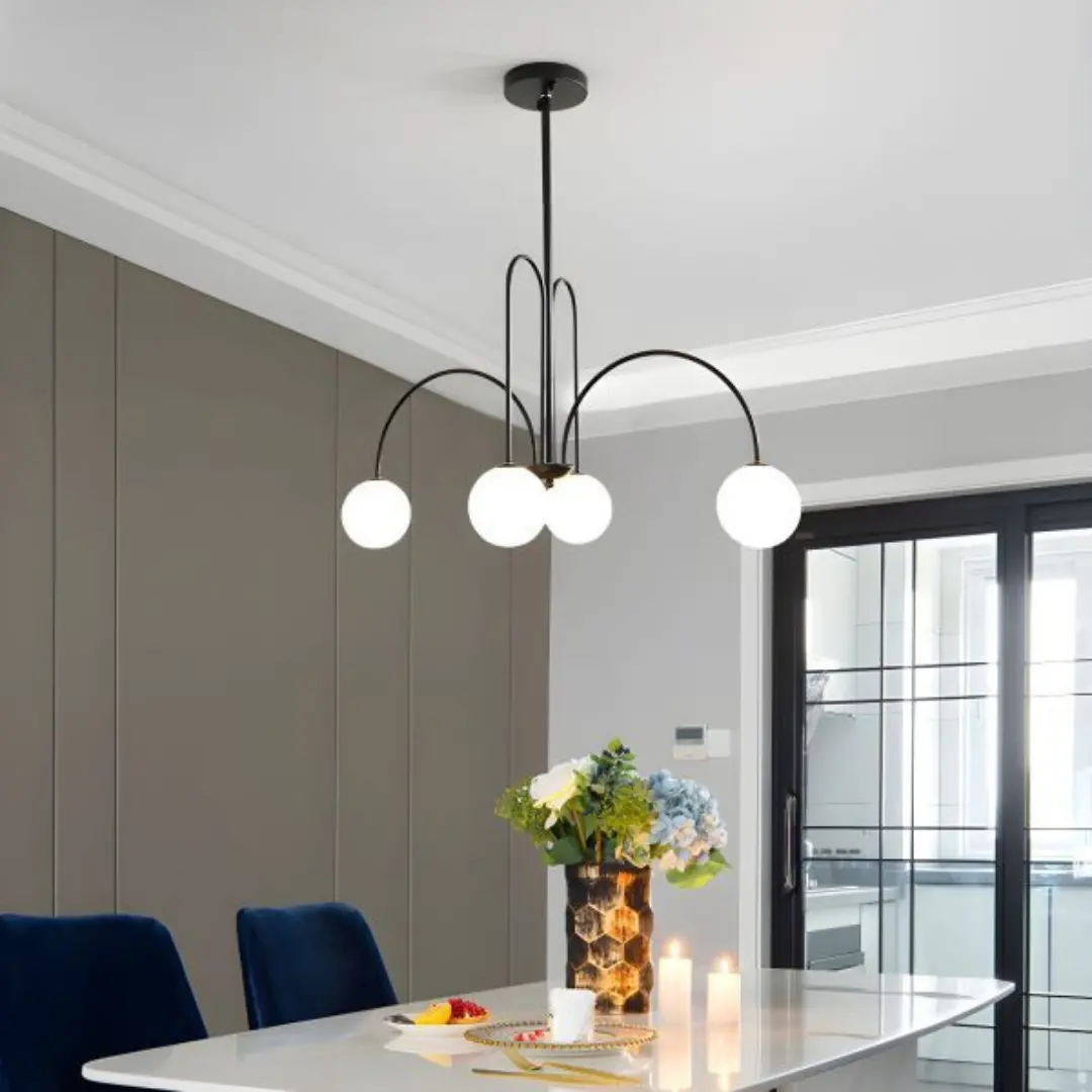 Lustra cu Abajur, Torino, 4xE27, Negru, Metal