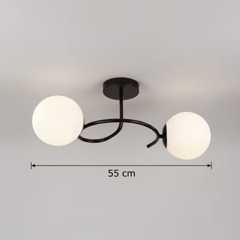 Previzualizare 4: Lustra LED si cristal ORBIT, 55cm, 2xE27, Globuri, Negru