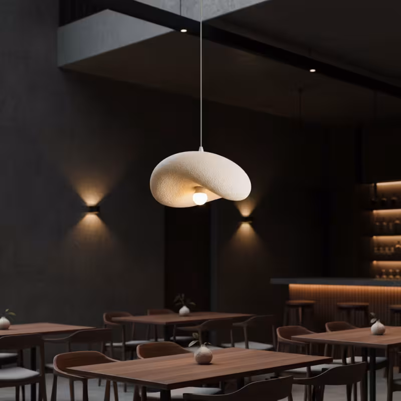 Previzualizare 3: Lustra Moderna FOAMER Magno, 59 cm, Suspendata, 1 X E27, Alb, Metal si Spuma, Inaltime Reglabila