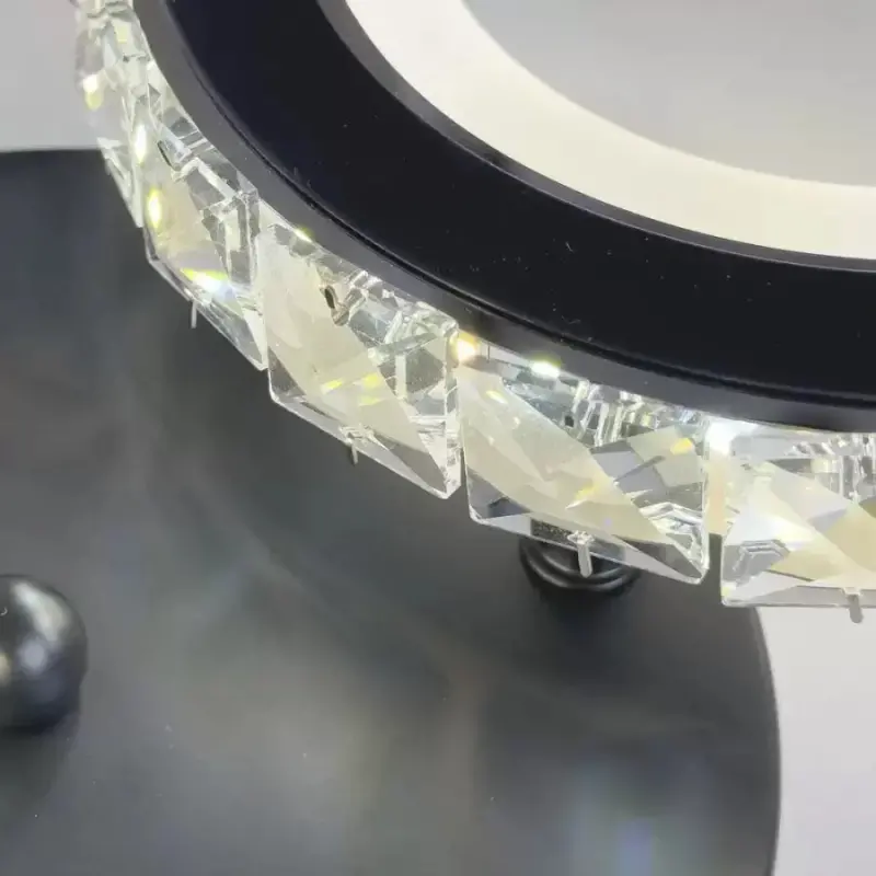 Previzualizare 2: Lustra LED cu telecomanda si cristal NOVA ROTONDA RGB 145W, 6 Cercuri, lumina Rece/Calda/Neutra, Dimabila, Negru