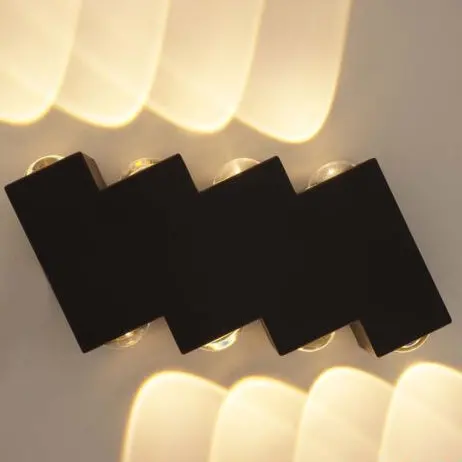 Aplica LED AX232, Exterior, 8 Surse, 8W, Negru, 3000K