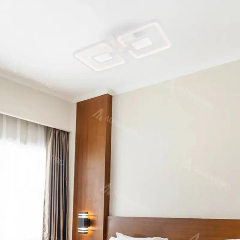 Lustra LED cu telecomanda FELIX 28W, 2 Patrate, lumina Rece/Calda/Neutra, Dimabila, Alb