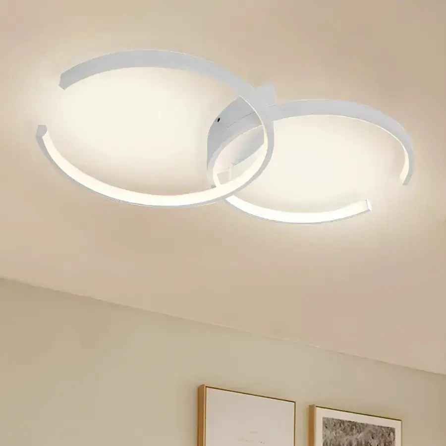 Lustra LED cu telecomanda NOAH 64W, 2 Elemente, lumina Rece/Calda/Neutra, Dimabila, Alb