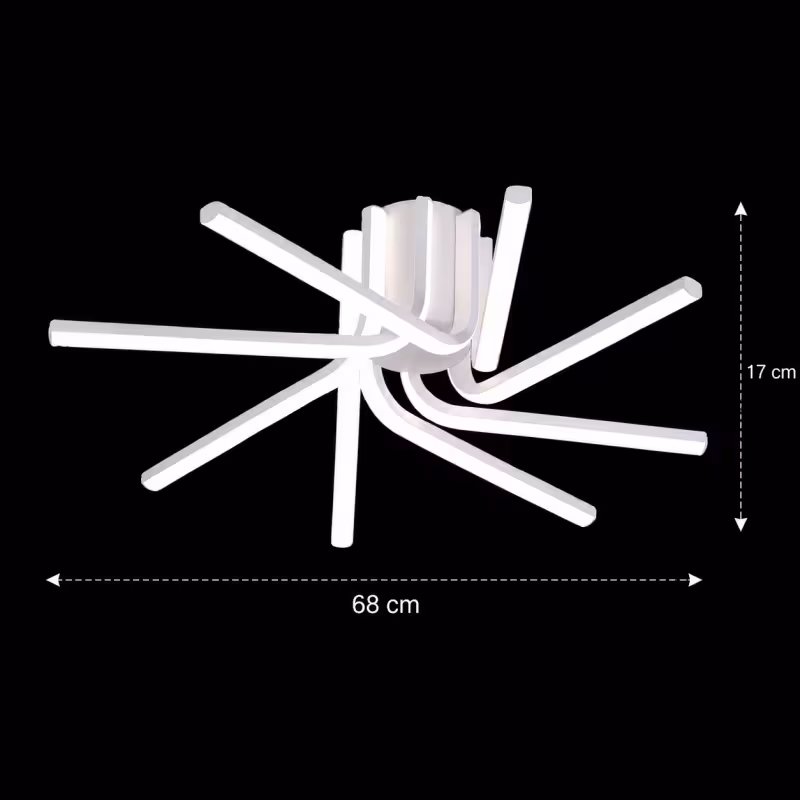 Previzualizare 4: Lustra LED cu telecomanda IBANE, 8 surse, 3000K/4000K/6000K, 144W, Metal si Silicon, Alb