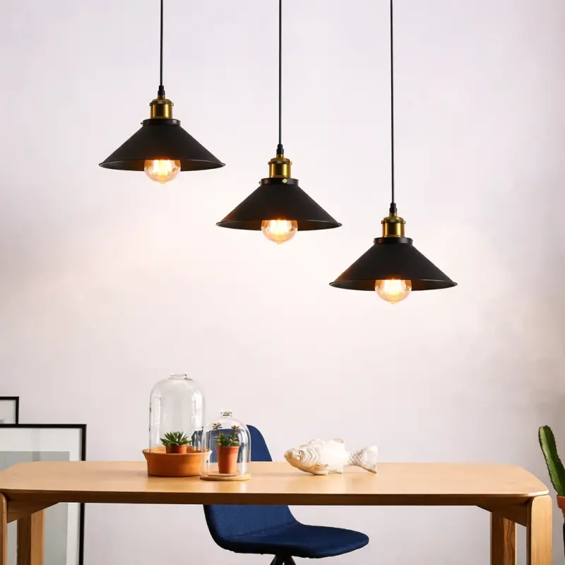 Previzualizare 3: Lustra Suspendata, LV210/3L, 3xE27, Negru, Metal si Fir, Inaltime Reglabila