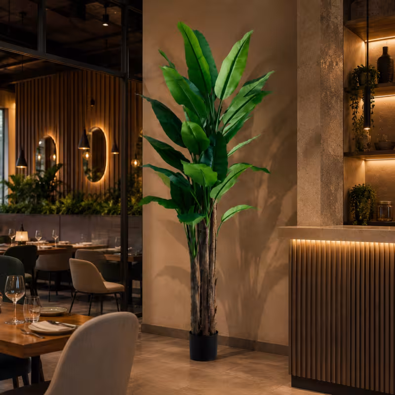 Previzualizare 3: Planta Artificiala Copac Tip Bananier, 210 cm, 31 frunze, Verde, cu Ghiveci