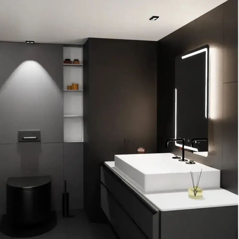 Previzualizare 4: Oglinda LED Rectangulara, 60x80cm, Rayonnement MotionGlow Marcello, Sistem Dezaburire, Ceas & Termometru, Dimabila