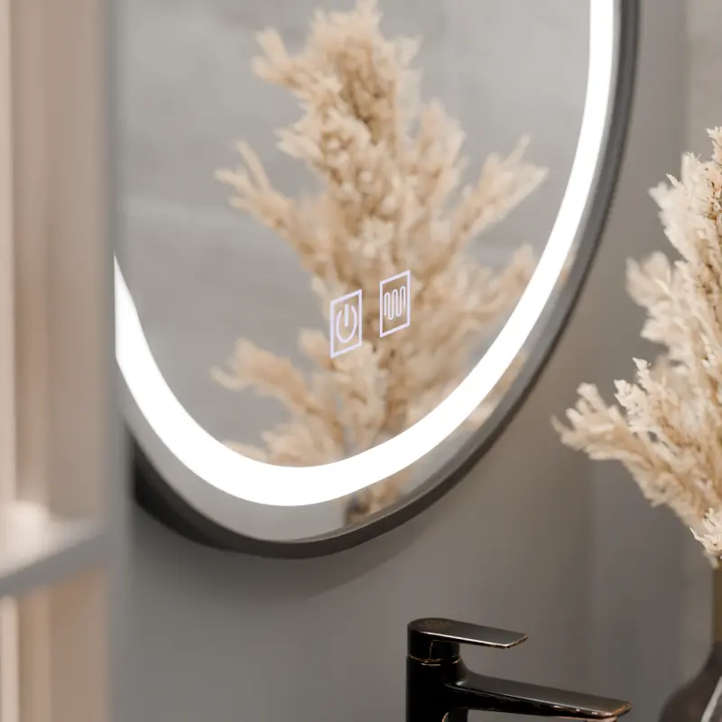 Previzualizare 2: Oglinda LED Ovala 60x80cm VETRO Touch Sistem Dezaburire Dimabila, Rama Neagra