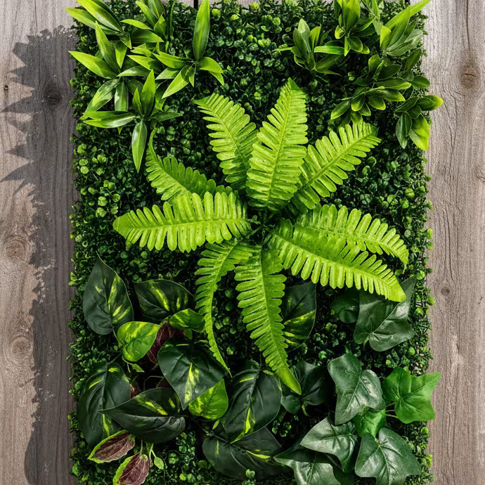 Planta Artificiala Panou de Gard Viu Mix Frunze de Piersic si Frunze Mixte, 40 x 60 cm, Verde