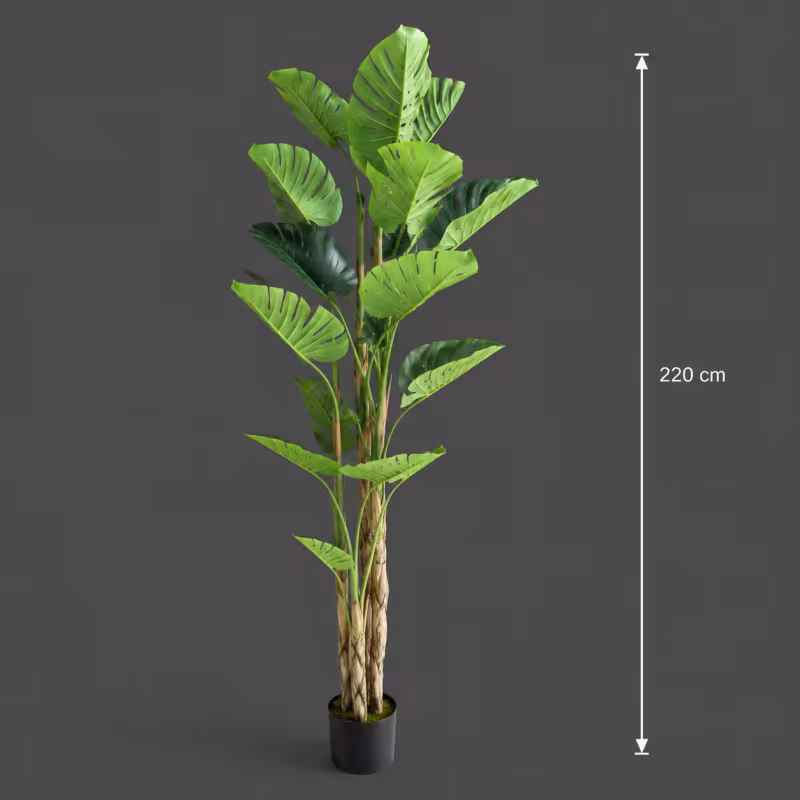 Previzualizare 4: Planta Artificiala Tip Monstera Deliciosa, 17 frunze, 220 cm, Verde