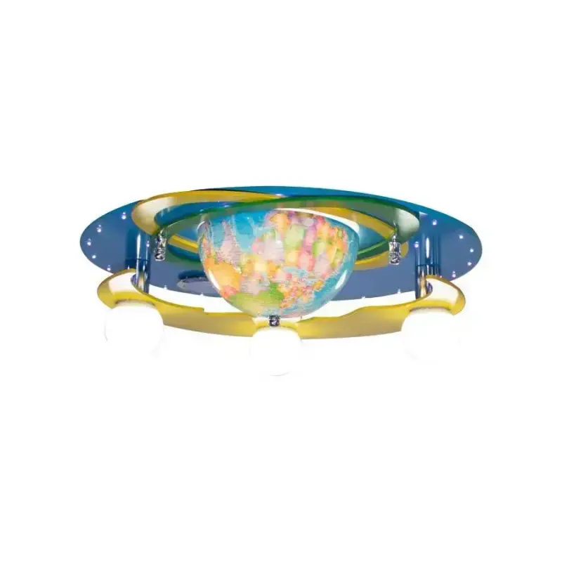 Previzualizare 2: Lustra copii BETI cu Glob Pamantesc Rotativ, 3xE27, Boxa Bluetooth Integrata, Albastru