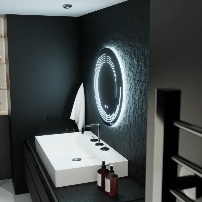 Previzualizare 3: Oglinda LED Rotunda 70cm Lira Verita Touch Sistem Dezaburire Dimabila