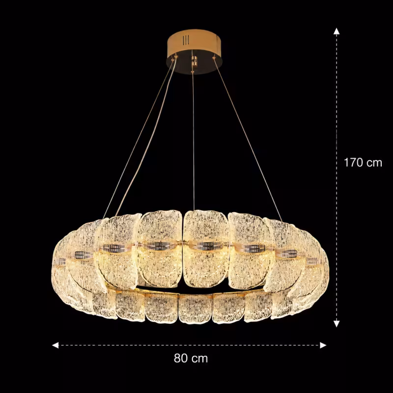 Previzualizare 4: Lustra Cristal MAYON Supremo, 80x80cm, 3000K/4000K/6000K, 210W, Metal si Acrilic, Auriu