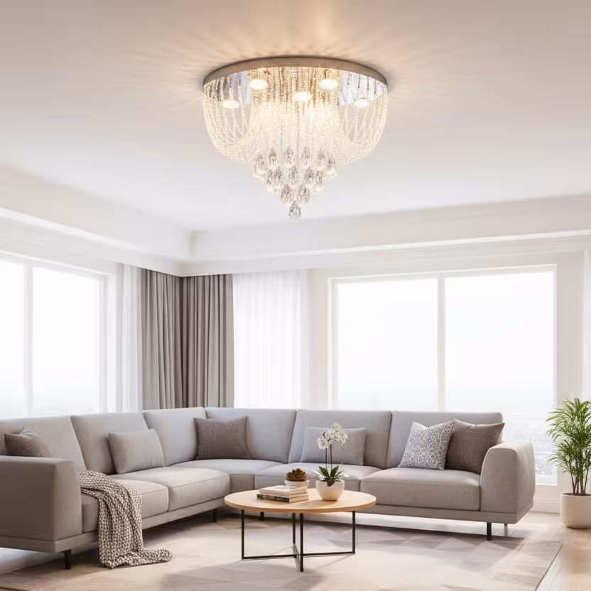 Candelabru LED Cristal MAGE Eleganza, 26W, Lumina Calda/Neutra/Rece, Diametru 50cm, Crom Lucios