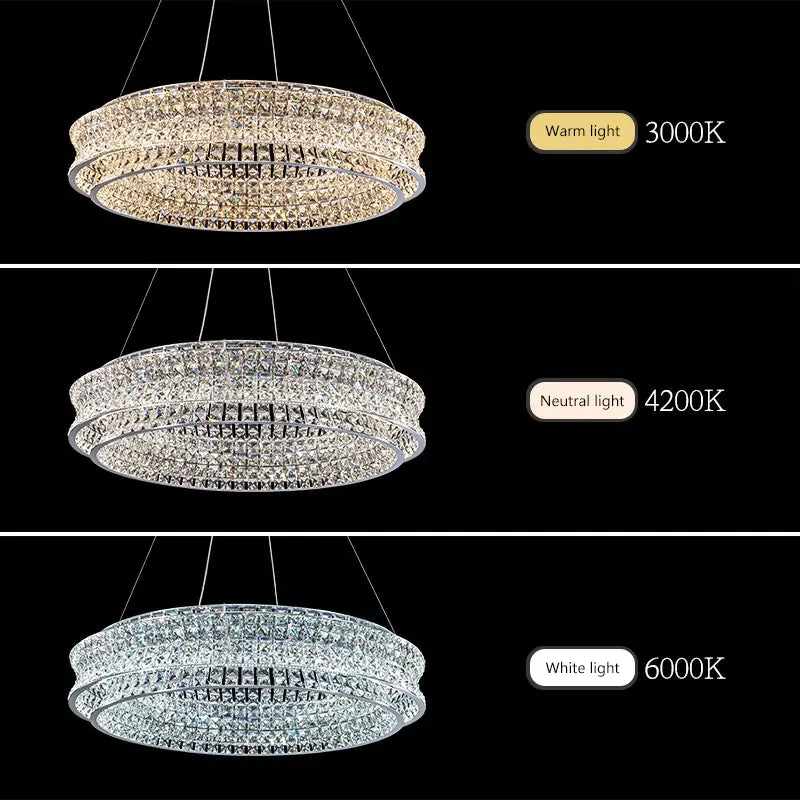 Previzualizare 4: Lustra LED cu Telecomanda,LLC160/500GD, Cristal si Metal, 55W, Dimabila, Inaltime Reglabila, Lumina Rece/Calda/Neutra, Iluminat Luxos