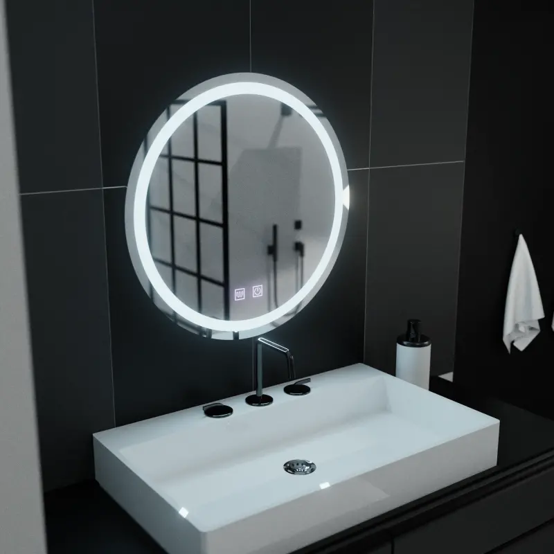 Oglinda LED Rotunda, 70cm, Lucea Touch, Sistem Dezaburire, Dimabila