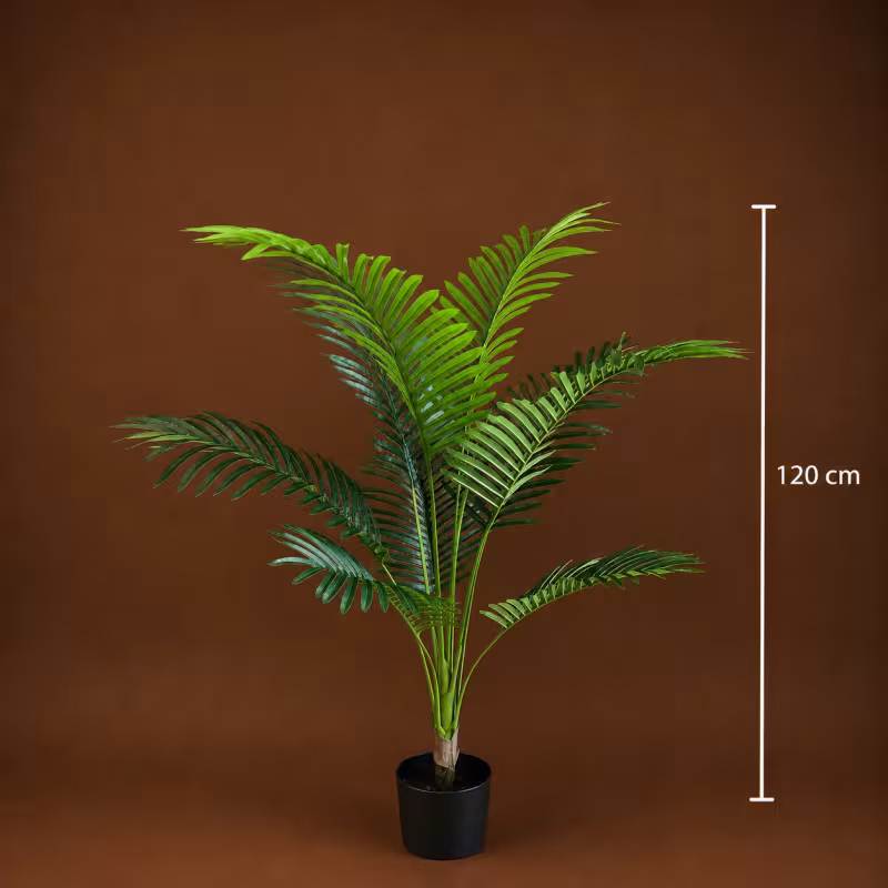 Previzualizare 4: Planta Artificiala Copac Tip Palmier Kentia, 12 frunze, 120 cm, Verde, cu Ghiveci