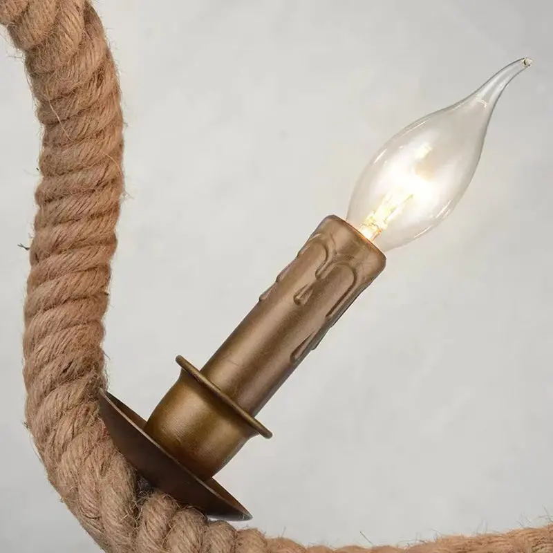 Previzualizare 2: Lustra Franghie, 3xE27, Maro, Metal si Sfoara LV572/3BK