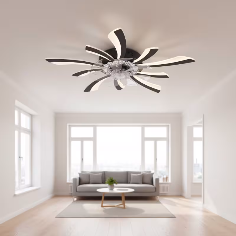 Previzualizare 4: Lustra LED Ventilator VIRTULA cu Telecomanda, 29W, D77cm, Lumina Rece/Neutra/Calda, Metal si Plastic, Negru