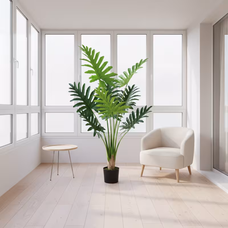 Previzualizare 2: Planta Artificiala Tip Filodendron, 8 frunze, 140 cm, Verde