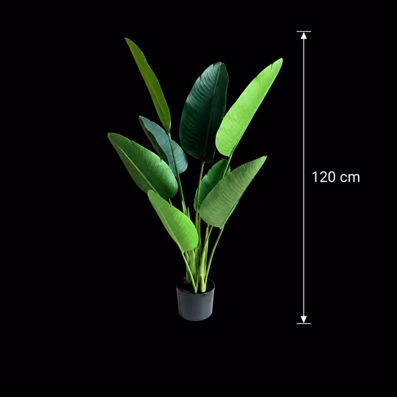Previzualizare 4: Planta Artificiala Tip Strelitzia Nicolai(Pasarea Paradisului), 120 cm, 8 frunze, Verde