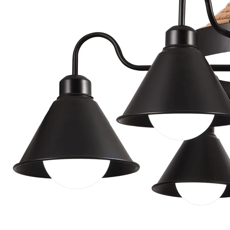 Previzualizare 2: Lustra Vintage cu Franghie LV584/6BK, 6xE27 Lemn Inchis