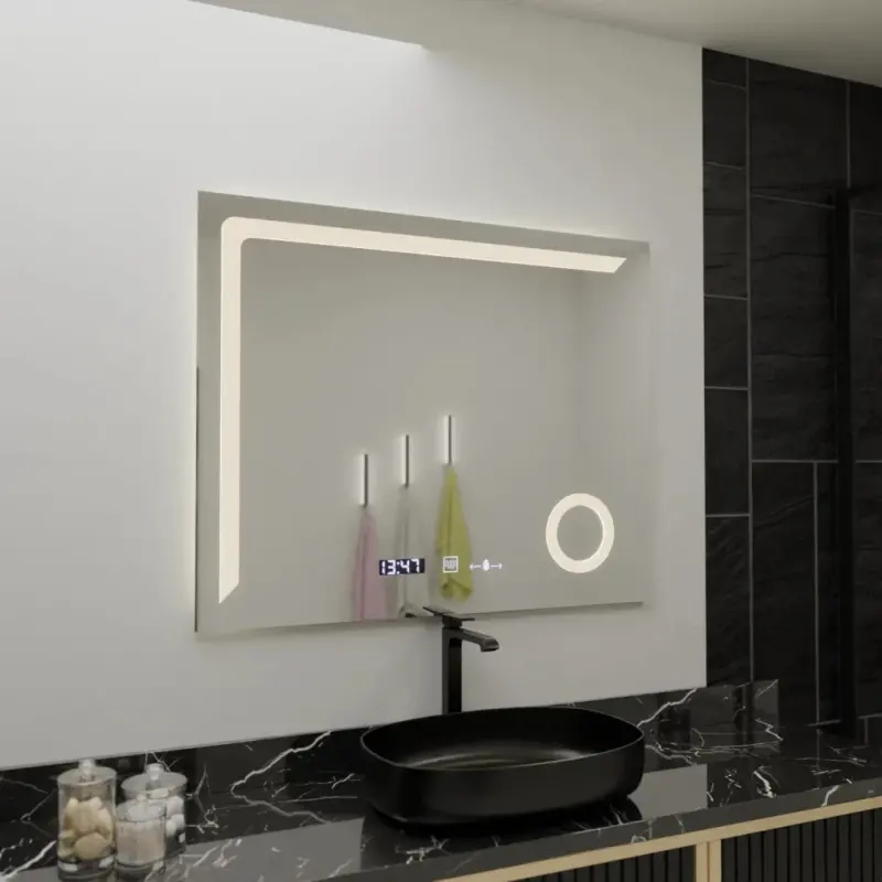 Previzualizare 3: Oglinda LED Rectangulara, 100x80cm, Precision MotionGlow Marcello, Sistem Dezaburire, Ceas & Termometru, Lupa Cosmetica, Dimabila