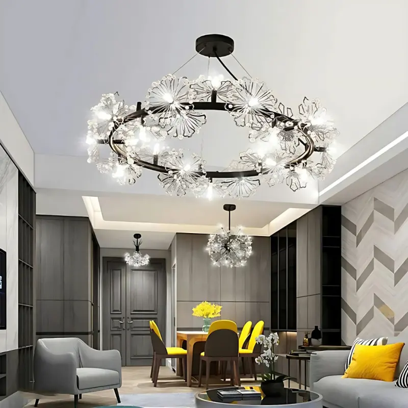 Previzualizare 3: Candelabru Cristal PETERHOF Magno, Diametru 62cm, 20X G4, Negru, Inaltime Reglabila