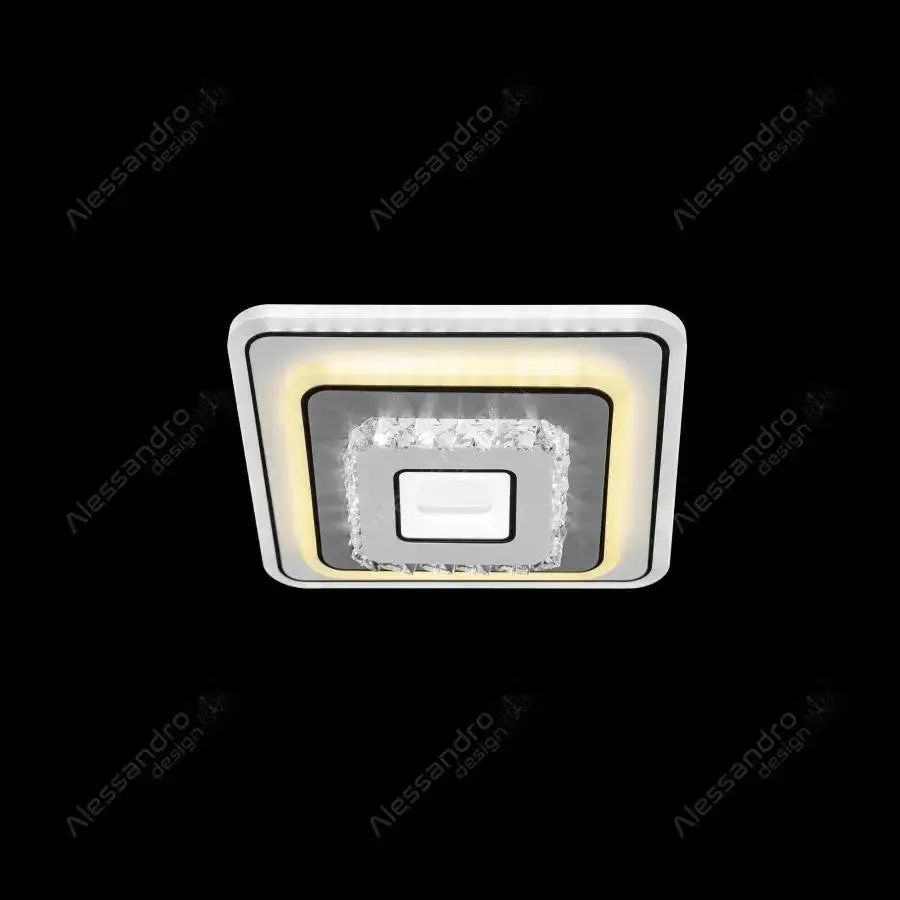 Lustra LED cu cristal MITA 39W, 20x20cm, Patrata, Lumina Rece/Calda/Neutra, Alb